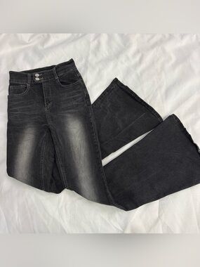 Y2K Flared Legged Black Washed High Rise Jeans